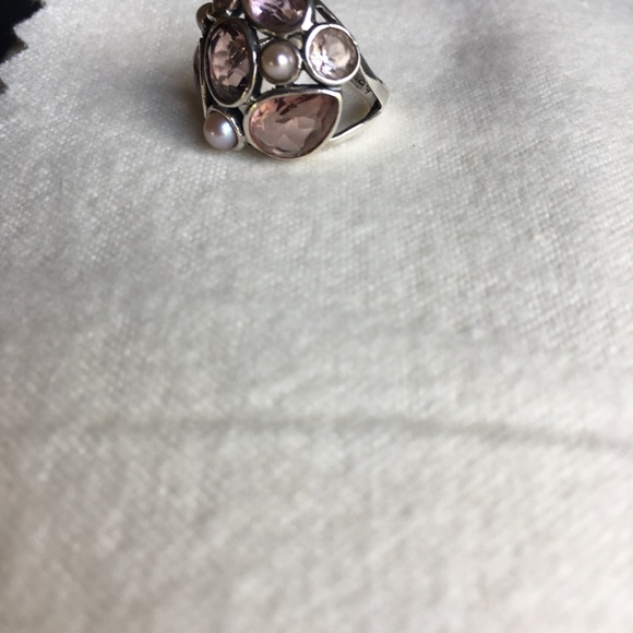 Sold elsewhere. Beautiful garnet and pearl ring. - Picture 3 of 3